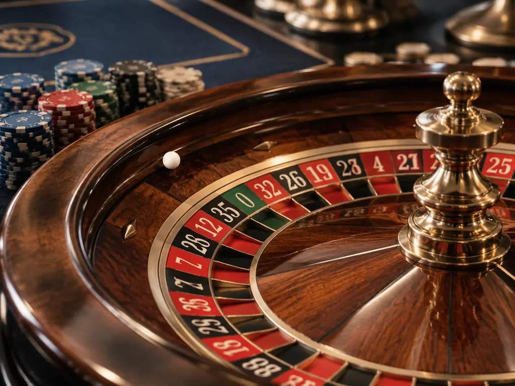 Roda roulette satu nol dengan bola putih